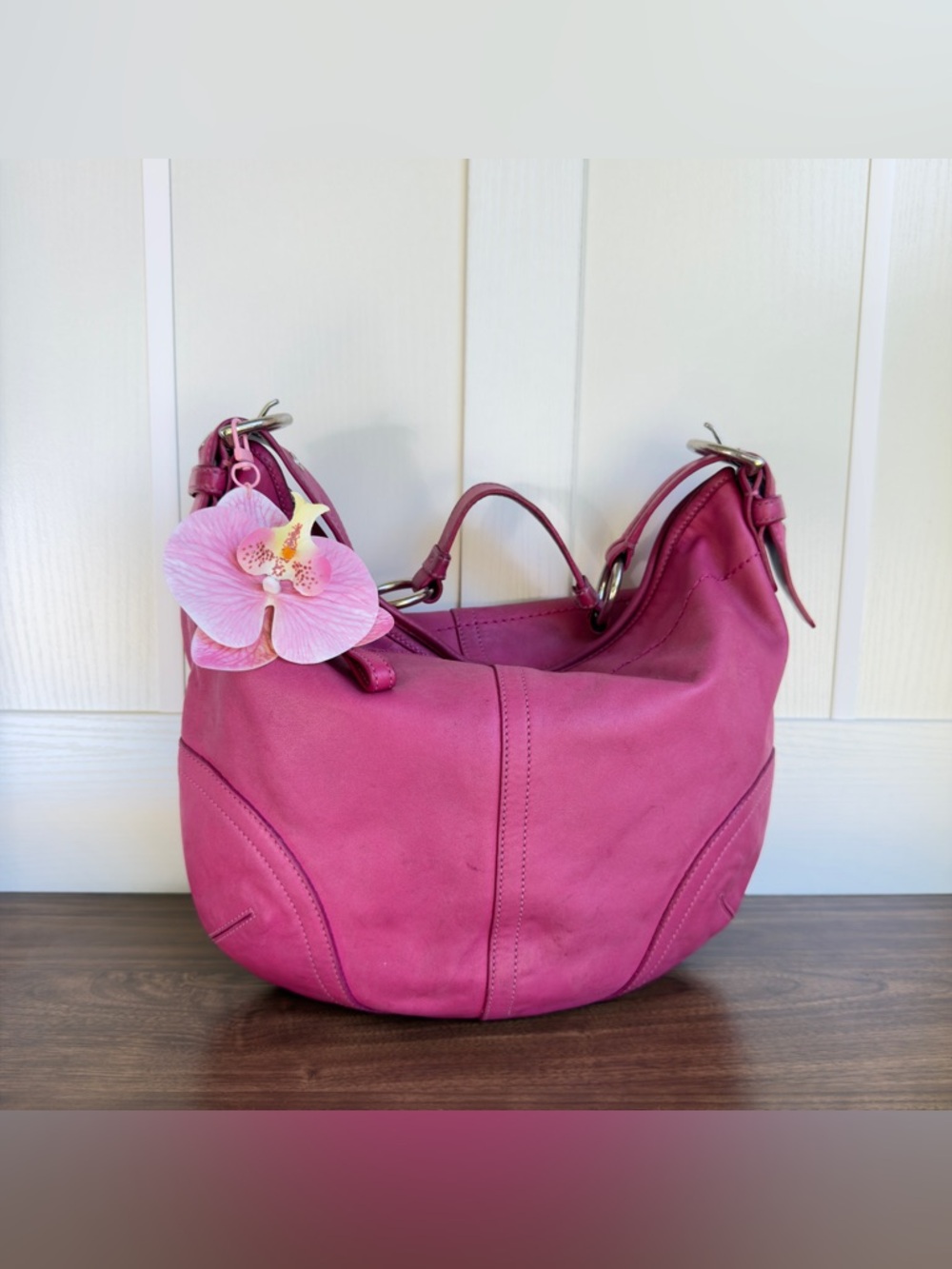 Coach Hobo Top Zip Raspberry Leather Hobo Shoulder Bag - Picture 3 of 10